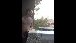 almost caught jacking in public on my balcony