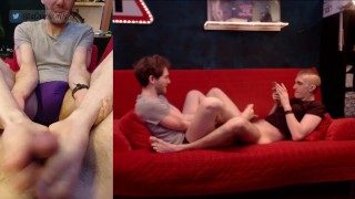 He Strokes My Huge Uncut Dick With His Soft Feet / Cum All Over His Feet