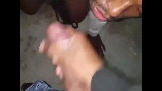 Public blowjob and cumshot